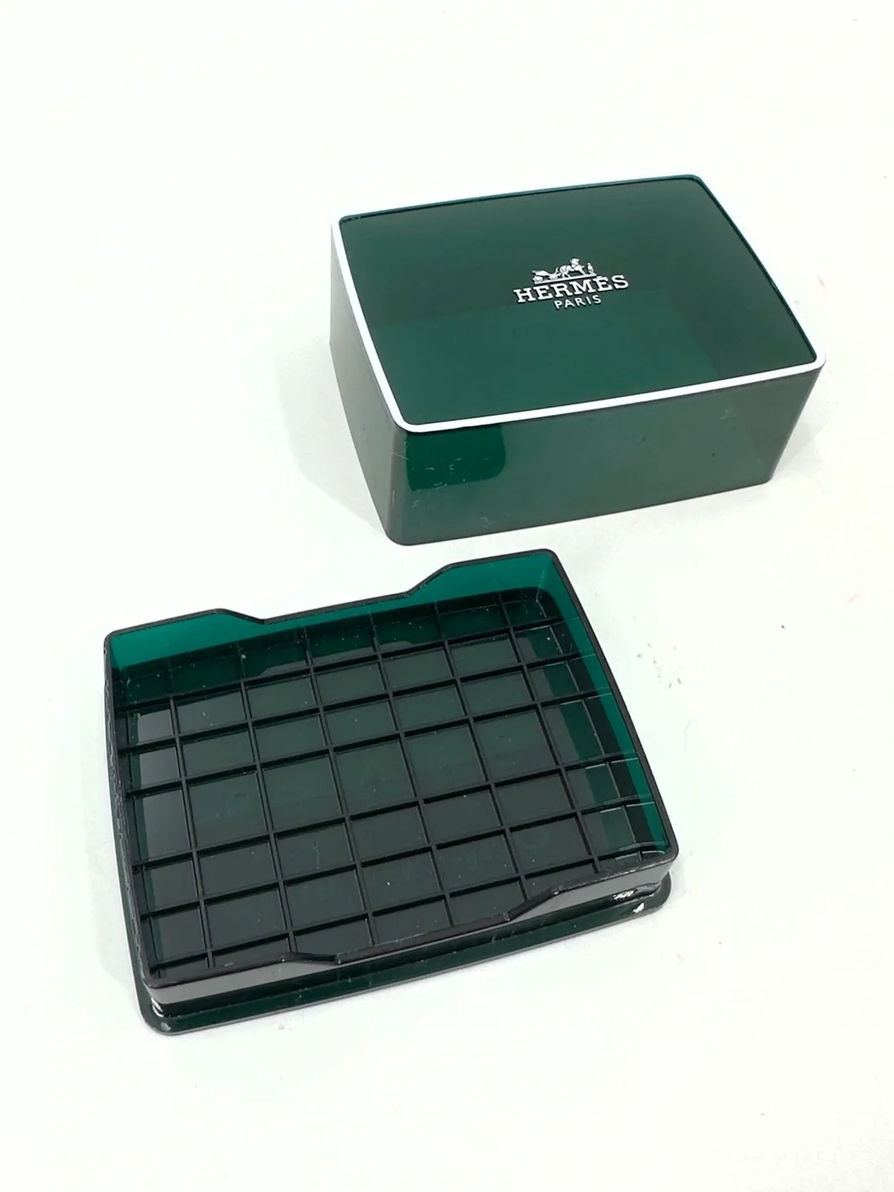 Hermes Paris Soap Box Green White Travel Luxury Display Storage BOX ONLY